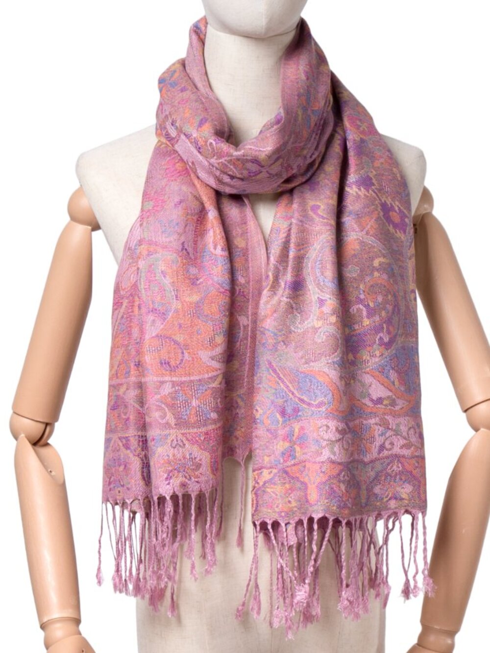 Light Pink Floral Pashmina Scarf, Shawl Headwrap for Women, Pastel Colors